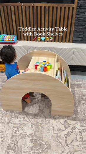Toddler Activity Table with Book Shelves