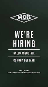 Have you or someone you know always wanted to work at a surf shop?! 🏄‍♂️ We're now hiring Sales Associates at our Corona Del Mar location! Click the link to fill out an application to join the Jack's family 🤙 | Jack's Surfboards