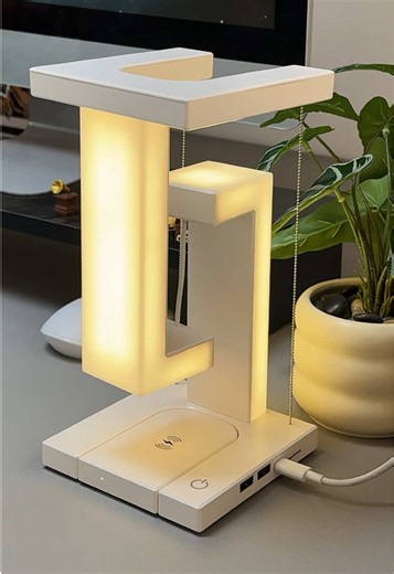 Tensegrity smart led desk lamp with wireless charger