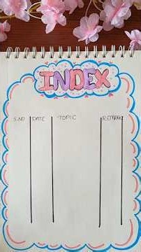 Index💗✨️Index design for school projects and assignments #shorts #ytshorts #viral
