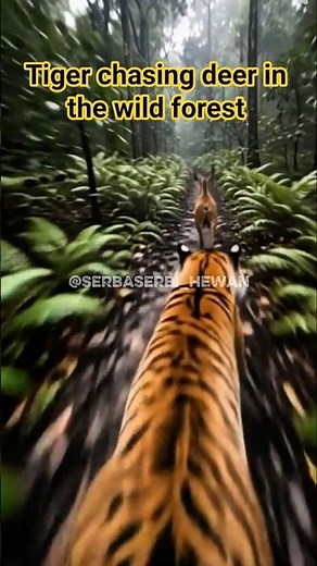 Tiger Chasing Deer in the Wild Forest #animals #wildlife