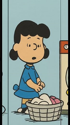 The Peanuts doing laundry ft Charlie Brown Lucy Sally Linus Snoopy & Woodstock .