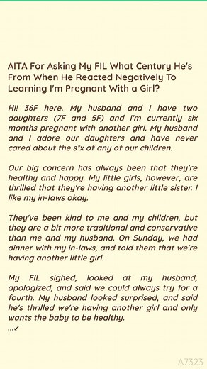 AITA 鸞 For Asking 撚 My FIL What Century He's From When  He  Reacted  Negatively To Learning  I'm Pregnant With a Girl? $ | Trevor Carl | Facebook