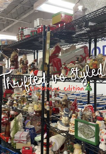 Christmas thrifting is the best!! I love how this spray paint and rub & buff DIY came out for the nutcracker and glass tree!! ❄️🎄 #christmas #christmasdecor #thriftedfinds #thriftedchristmas #stylingthriftfinds