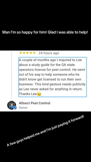 Over the last 3 years I’ve helped a few guys get licensed and start their own pest control businesses. No gatekeeping — just paying it forward. I tell my sons all the time: don’t ever let anyone kill your dream because it’s something they can’t obtain. Ownership is the goal. Proud of every one of them. This is the New Era. 💪🏾🔥 #PayItForward #NewEraInPestControl #OwnershipMindset #FromTechToOwner #LegacyBuilding