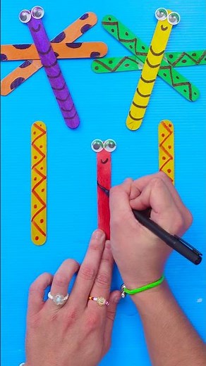 Cute Dragonfly Craft 🪲 Popsicle Stick DIY for Kids #fun #craft