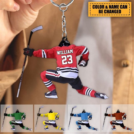 Personalized Hockey Player Keychain, Custom Name Hockey Gift, Ice Hockey Keyring for Players & Fans - Etsy