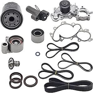 Engine Timing Belt Kit with Water Pump (15 parts) Compatible with 1995-2004 Toyota 4Runner T100 Tacoma Tundra 3.4L 6V # TBK965AWP, TKT-025,TKT-005,13503-62040, 90311-38051,90311-40022