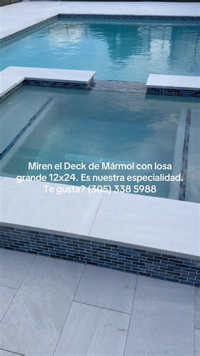 Miren el Deck de Mármol con losa grande 12x24. Es nuestra especialidad. Te gusta? (305) 338 5988 #piscinaa #pis #poolparty #miamiheat