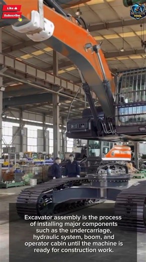 Excavator Assembly Process in Heavy Equipment Factory#tool