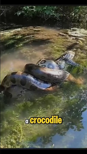 "Anaconda Swallows a Crocodile in the Amazon! 🐍🐊 #shorts #anaconda #crocodile