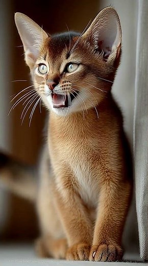 Majestic Abyssinian Kitten with Golden Fur Shines in Morning Light 😻✨ #catlab
