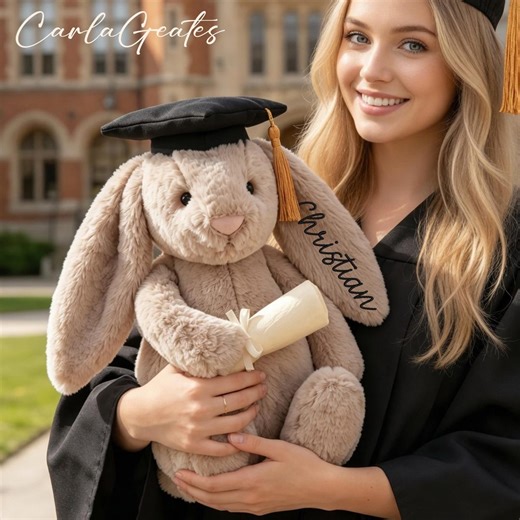 Personalized Graduation Bunny Plush, College Graduation Gift, University Graduation Plush, Cute Bunny With Cap Diploma Keepsake for Her - Etsy