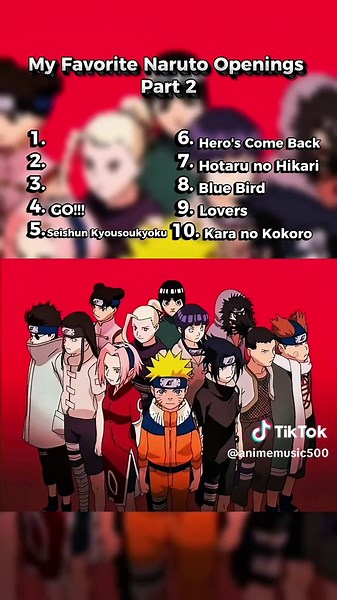 My Favorite Naruto Openings (Part 2)#animeopening #naruto #narutoshippuden #narutoopening #foryoupage