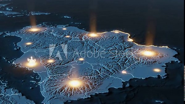 Global geopolitical conflict visualization strategic map with burning flags and national symbols highlighting tensions between u s a denmark china