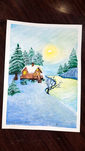 easy watercolor painting ✨🎨| winter painting Idea ❄️ #shorts #viral #watercolor #painting #explore