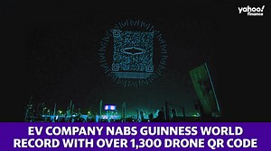 Saudi Arabian electric vehicle company Ceer created the world’s largest QR code made from drones in a promotional stunt which landed them a Guinness World Record. | Yahoo Finance