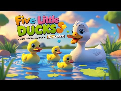 Five Little Ducks Went Swimming One Day 🦆🌊 | Cute Cartoon Rhyme for Kids