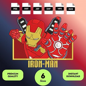 Iron Man Embroidery Design – Marvel Superhero Machine Embroidery Pattern – 4”, 5”, 6”, 7”, 8”, 10” – Dst Pes Jef Exp Vp3 Hus Sew - Etsy