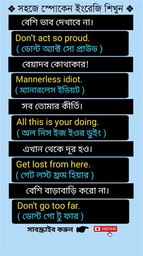 Daily Spoken English Sentences | English to Bangla & Bangla to English | #Shorts #SpokenEnglish