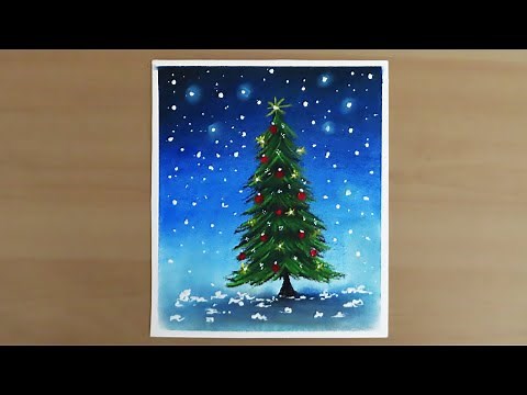 Christmas Tree Drawing & Painting for Beginners with Soft Pastel