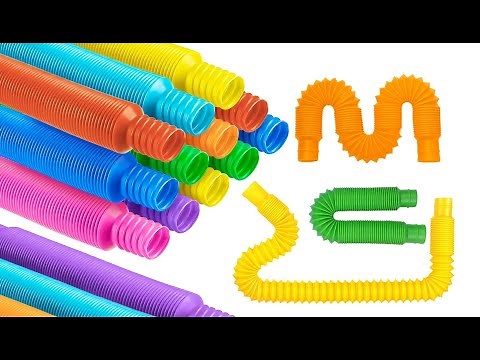 Colorful Pop Tubes Sensory Fidget Flexible Stretch Pipe ASMR Playing & Review