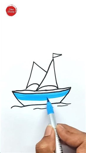 Boat painting for beginners dimple draw with colour #shorts #tranding #viralvideo #viral