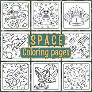 Bold and Easy Space Coloring Pages for Kids: 50 Printable Coloring Sheets