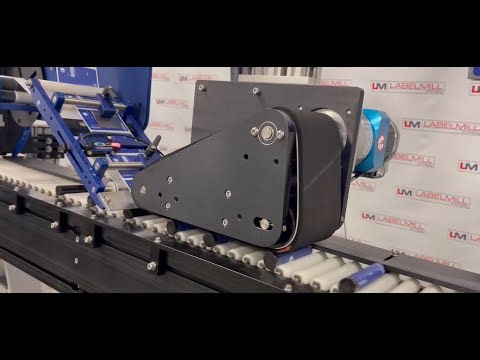 LabelMill LM5000RB Rollerbed Conveyor w/ LM4012SF Automatically Labeling Various Pre-Roll Tubes