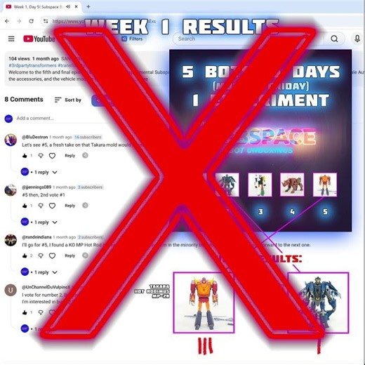 RESULTS: Subspace Week 1 #3rdpartytransformers #transformers #toycollecting