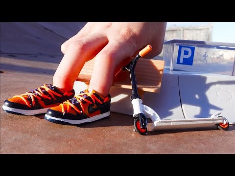 Finger Scooter | Pro Fingerscooter Tricks | Nike Mini Sneakers | Tech Deck Antihero ramp