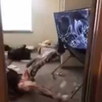 Guy drop kicking TV ! meme