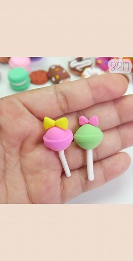 DIY How To Make Miniature Realistic Food lollipop with polymer clay, Polymer clay mini food tutorial