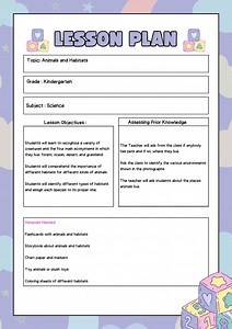 Kindergarten Lesson Plan Animal and Habitat - Etsy Canada