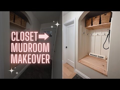 Turning a Tiny Closet into a Mini Mud Room!! DIY Project Vlog