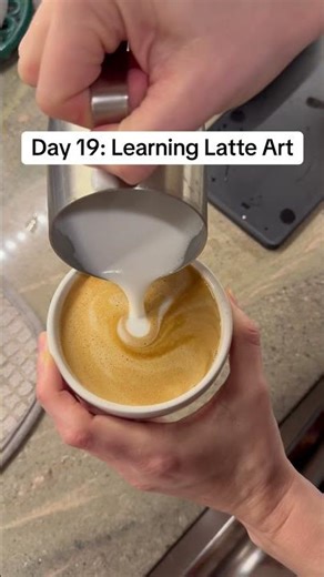 Day 19 of learning latte art from scratch using a Breville Bambino.☕️ #latteartjourney #homebarista