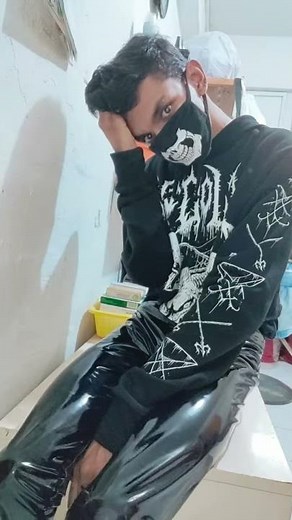 Men in pvc tight pants