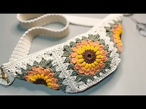 🌻🌻 How to Crochet Cross Bag Granny Square Sunflower | Crochet Bag with zipper Tutorial.