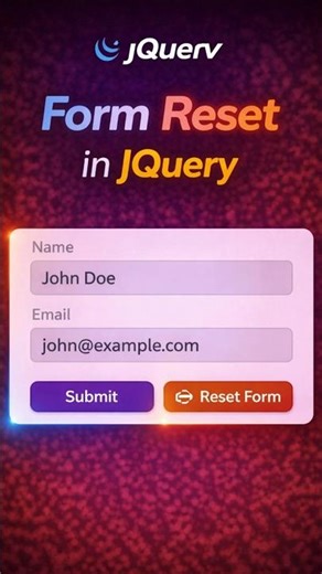 Form Reset in jQuery | Clear Form Fields Easily #coding #shorts