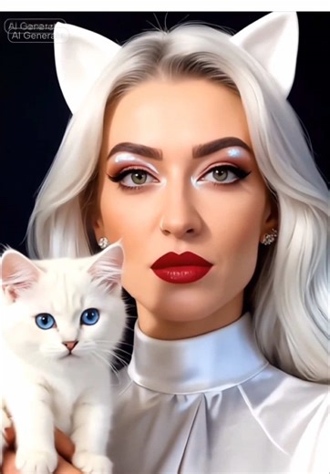 Once upon a darker kind of night, I began in white. Pale hair, silken dress, a small white kitten resting in my hands like a promise of gentleness. But fairy tales are not meant to remain untouched. I shed the illusion and stepped into myself, and the world answered with shadow. Black and white bled together, red threaded through like a spell spoken too late to stop. My kitten grew as I did, ancient and immense, no longer something to protect but something that protected me. When the moon reache