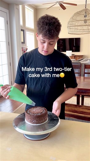 Two-tier birthday cake order🖤 My customer ordered chocolate cake with a chocolate buttercream filling, vanilla buttercream exterior and marshmallow fondant details. This cake reminds me of Frankenstein, so I thought it was a good time to post🎃 #cakedecorating #asmr #BillieEilish #fblifestyle | Jonahs Got Cake