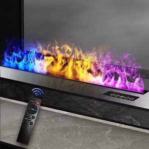 59.1" 3D Water Vapor Fireplace: Embedded Realistic Steam Flames, Water Func, Child Lock, No Heating. Ideal for Indoor, Home & Office