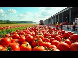 How the Largest Tomato Farms Harvest and Can Millions of Tomatoes?