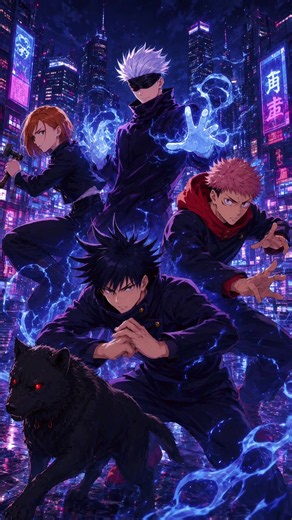 Jujutsu Kaisen Anime Saturo Gojo,Itadori,Nobara,Megumi Live Wallpaper #jjk #jujutsukaisen #gojo #itadori #megumi