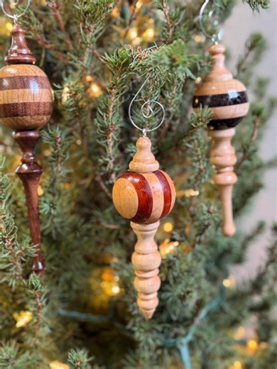 Hand-turned Striped Wood Christmas Ornament - Etsy