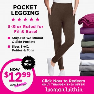 🔥 LIMITED TIME DEAL! Snag Our Pocket Legging for ONLY $12.99! Act Fast – While Supplies Last! | Woman Within