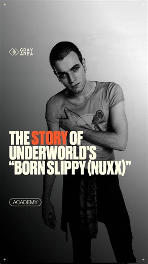 Gray Area on Instagram: "How did a B side accidentally become one of the most iconic tracks in dance music history? This is the story of @underworld’s Born Slippy (Nuxx) 🍺"