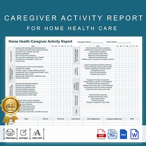 Home Health Caregiver Activity Report Template, Editable Weekly Caregiver Log, Printable Caregiver Form for Home Health Aides - Etsy