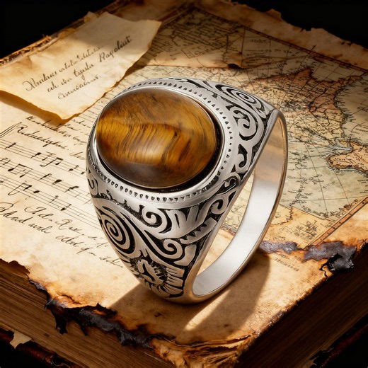 Vintage-inspired Floral Pattern Inlaid Natural Stone Ring / Unisex / Luxury Jewelry Gift - Etsy