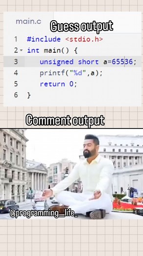 Nithin kumar on Instagram: "Guess the output of c program Comment the output Short int in C is a data type in the C Programming language. Short int in C occupies 2 bytes of memory. Number Range of short int is −32,767 to +32,767. #guess #programming #trendingreels #coding #cprogramming #cprogramminglanguage #challenge #motivation #viral #developer #softwaredeveloper #btech #btechbadithulu"